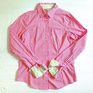 Brooks Brothers pink gingham button-down shirt 0